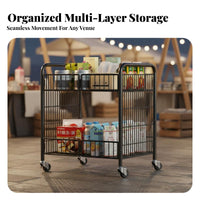 With Wheels Mobile Vending Trolley Easy Storage Foldable Market Cart Large Capacity Collapsible Display Rack Heavy Duty for Street Vendors, Small Business Owners, Homeowners, Outdoor Markets, Temporary Shops, Kitchen, Pantry