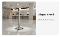 Rustproof Retractable Belt Stanchion Long-Lasting Construction Stainless Steel Queue Post Heavy-Duty Base Belt Barrier Post Easy Assembly for Event Organizers, Venue Managers, Business Owners, Airports, Hotels, Retail Stores, Shopping Malls