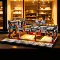 Miniature Parking Workshop Rooftop Railings Garage Diorama Realistic Details Display Scene