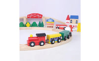 100 Piece Wooden Train Set Educational City Railway Toy Set Connection Townscape Building Blocks for Preschoolers, Young Children