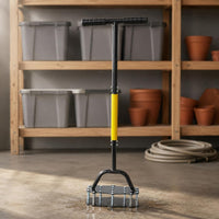 Carbon Steel Manual Coil Soil Loosener T-Handle Coil Cultivator Anti-Slip Grip Hand Soil Aerator Bolted Construction for Lawn