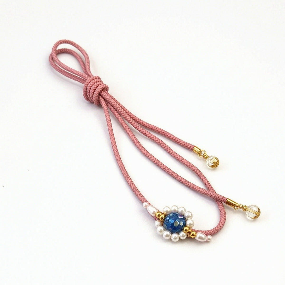 Decorative Braided Obi Tie with Bead Ornament Traditional Koshihimo Elegant Kimono Sash Easy to Wear for Festivals