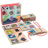 Linden Plywood Threading Puzzle Flat Tiles Animal Shadow Puzzle Fine Motor Skills Wooden Animal Sorting Board