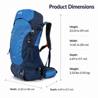 Water Repellent Nylon Hiking Backpack Multi-Day Trekking Rucksack Padded Back