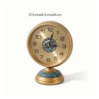 Gold-Tone Desk Clock with Pedestal Brushed Pedestal Clock Vintage-Luxe Analog for Bookshelf