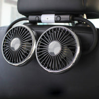 USB Powered Dual Head Car Fan 3-Speed Dual Head Rear Seat Fan 12V Adjustable for Drivers, Road Trips, Truck