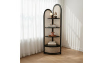 Rattan Corner Cabinet Texture Rattan Corner Shelf Unit Space-Saving Triangular Display Shelf for Bedroom, Living Room, Small Areas