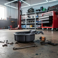 Oil Drain Pan Large Capacity Waste Oil Collector Heavy-Duty Construction Low Profile Drain Pan for Mechanics, Car Maintenance, Auto Repair Shop