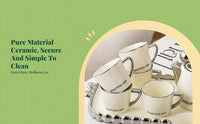 Porcelain Tea Set, Ceramic Teapot and Cups, Modern Cream