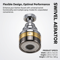 Kitchen Tap Spray Head Copper, Tap Aerator Spray Head Adapter, Kitchen Sink Spray Head 3 Modes, Kitchen Tap Spray Head Flexible Gooseneck