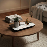 Wood Leather Tray Nordic Style Wooden Rectangle Tray Mixed Material Home Decor for Entryway