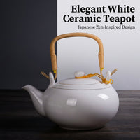Ceramic Teapot with Iron Handle for Tea Ceremony, Large Pot for Lovers, Vintage Style for 2, Home Use 1 Piece