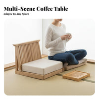 New Chinese Design Rectangular Tatami Tea Table Carbonized Finish Floor Seating Furniture Solid Wood Construction Low Desk Space-Saving for Minimalists, Apartment Dwellers, Living Room, Bay Window, Small Areas, Bedroom