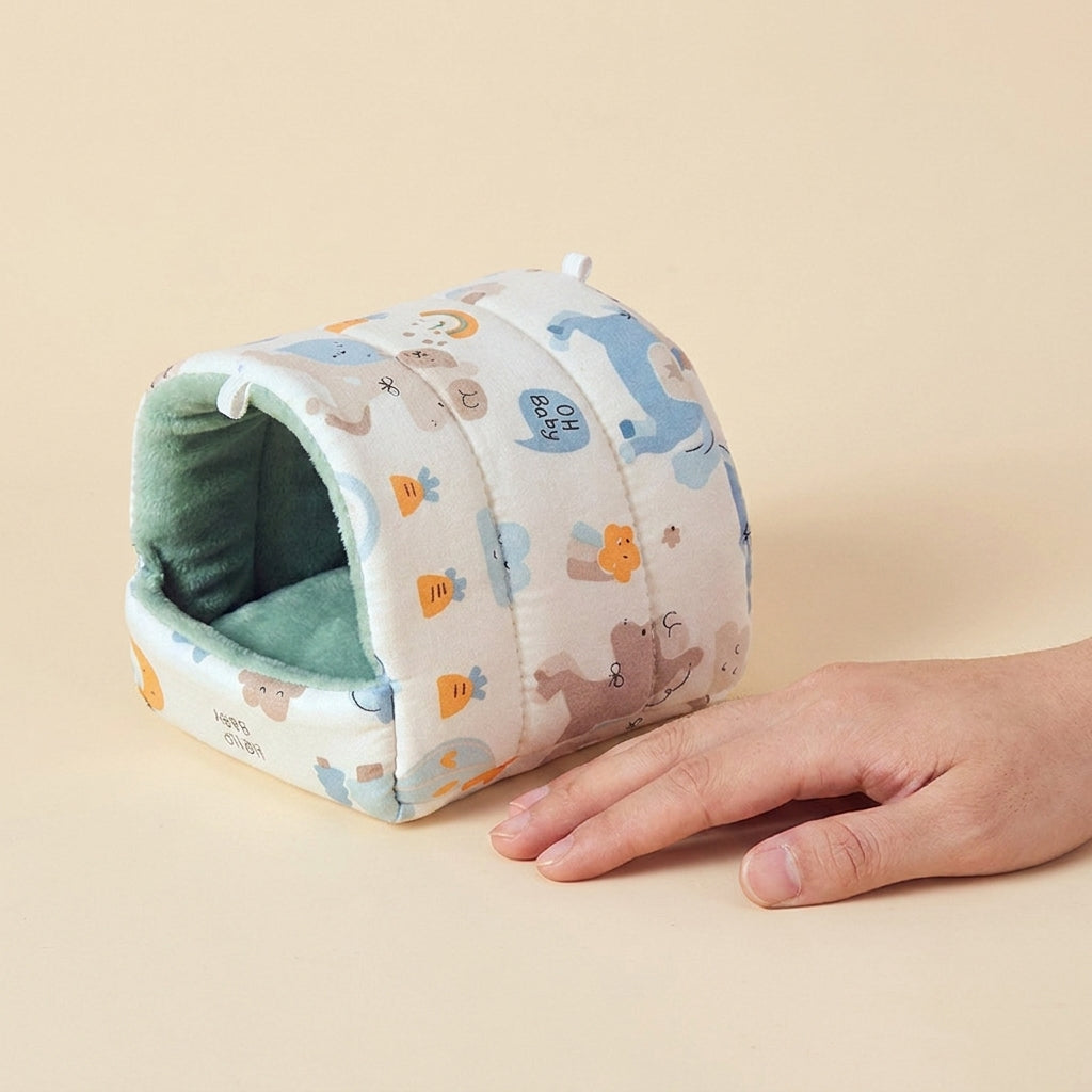 Warm Fleece Lining Nest Budgie Bed, Enclosed Nest for Winter, Animal Print Polyester Hanging Bed for Parakeet Cockatiel Lovebird