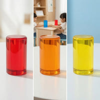 Cylindrical Block Translucent Acrylic Cylinder Clear Block Smooth Crystal Acrylic Blocks Stackable for Preschoolers, Preschool