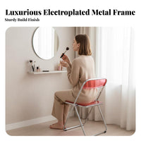 Foldable Clear Folding Chair Transparent Design Lightweight Vanity Seat Space-Saving Portable Furniture adaptable for Homeowners, Students, Small areas, Bedroom, Dining Room, Events