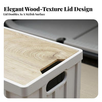 Multi-Functional Storage container with Handles Portable foldable container with Wood Top long-lasting Construction Organizer Box Stackable for vehicles Owners, homeowners, Camping, Outdoor meal, Home Organization, Bedroom