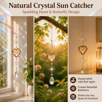 Crystal Prism Suncatcher, Heart Sun Catchers Indoor Window Rainbow Maker, 44cm Hanging Suncatcher for Good Energy Charm
