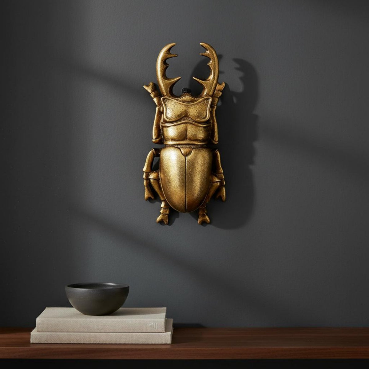 Gilded Stag Beetle Wall Decor Highly Detailed Golden Beetle Wall Hanging House Decoration