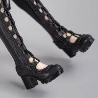 Cutout High Heel Boots 1/6 Scale Long Boots PU Leather for Collection