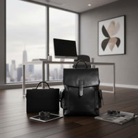 Large Capacity Leather Backpack Long-Lasting Mens Business Backpack Wear-Resistant Bag Computer Compartment for Men, College Students, Office, Commuting, Travel, School