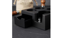 coffee Tamping Station Multi-Compartment Workstation with Drawer Easy to Clean Portafilter Holder with Storage for Baristas