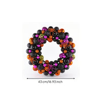 Halloween Ball Wreath Black Bead Wreath with Arachnids Metal-Effect Door Hanging for Mantel