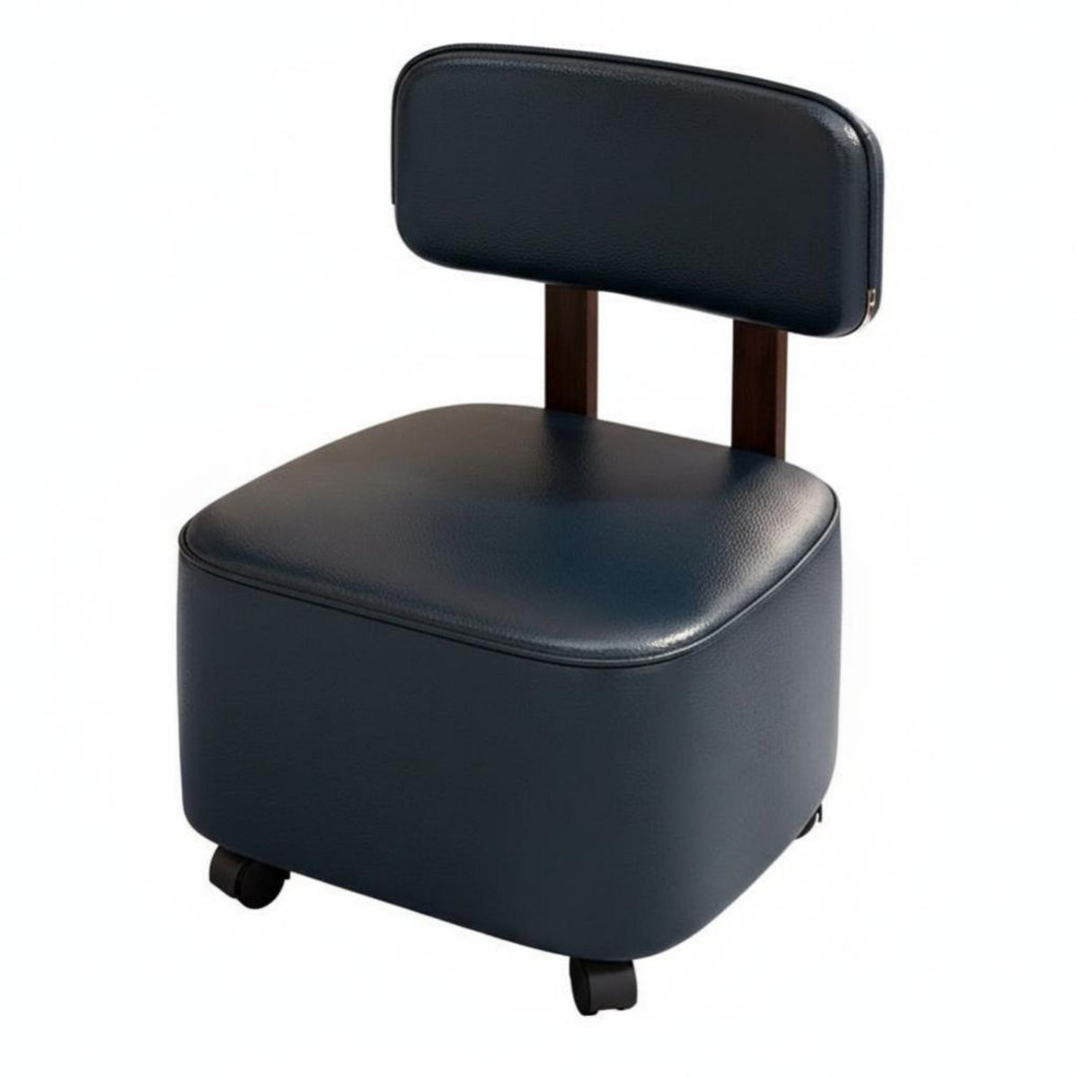 360° Swivel Wheels Padded Caster Chair with Backrest Easy to Clean Wheeled Stool with Backrest Scratch Resistant Mobile Seat High Load Capacity for Seniors, Children, Homemakers, Entryway, Living Room, Bedroom, Office