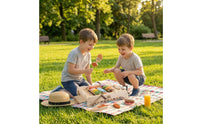 Smooth Edges Wooden Barbecue Grill Playset Colorful Wooden Play Food Grill Set Painted Barbecue Playset Safe for Children, Pretend Cooking
