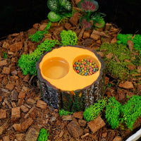 Wood Grain Reptile Water Bowl with Textured Interior Dish, Tortoise Accessories for Reptiles and Snakes, Brown Standalone Bowl