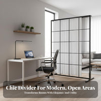 Iron Art Partition Wall Drill Standing Room Separate R No Required Metal Frame Separate R with Curtain for Renters, Bedroom, Shared Areas