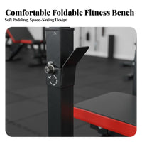 Space Saving Foldable Bench Press Rack Heavy-Duty Steel Construction Weightlifting Bench with Stand Padded Cushion Home Gym Equipment Non-Slip Feet for Fitness Enthusiasts