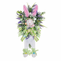 Artificial Greenery Easter Bunny Wreath Festive Holiday Essence Easter Door Decoration Soft Fabric Textile for Porch Decor