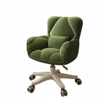 Adjustable Height Upholstered Swivel Chair 360° Rotation Upholstered Rolling Armchair Soft Padding Office Seating Support for Students, Adults, Teens, Dormitory, Study Room, Bedroom, Vanity Area