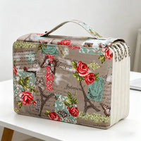 255 Slot Colored Pencil Holder Portable with Handle Multi Layer Zipper Pen Bag Elastic Slots Multi-Layer Pen Bag for Travel