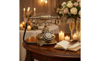 Ornate Antique Phone Message Book Bronze and Gold-Toned Rotary Desktop Telephone Resin Body Vintage Rotary Phone Ornament Metal Accessories