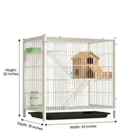 Small Animal Enclosure Pet Cage, Iron Wire Guinea Pig Cage with Out Tray, 1.5cm Bar Spacing Squirrel Cage Indoor, Water Bottle and Accessories