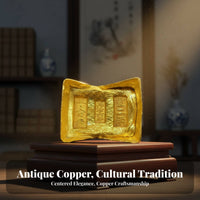 Chinese Gilded Ingot Reproduction Aged Finish Chinese Gilded Ingot Ideal Gift Antique Design Wealth Ingot for Collectors, Business Owners, Living Room