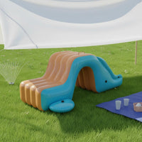 Inflatable Pool with Slide Family Size Kids Swimming Pool with Inflatable Aquatic Play Area Center for Outdoor, Patio