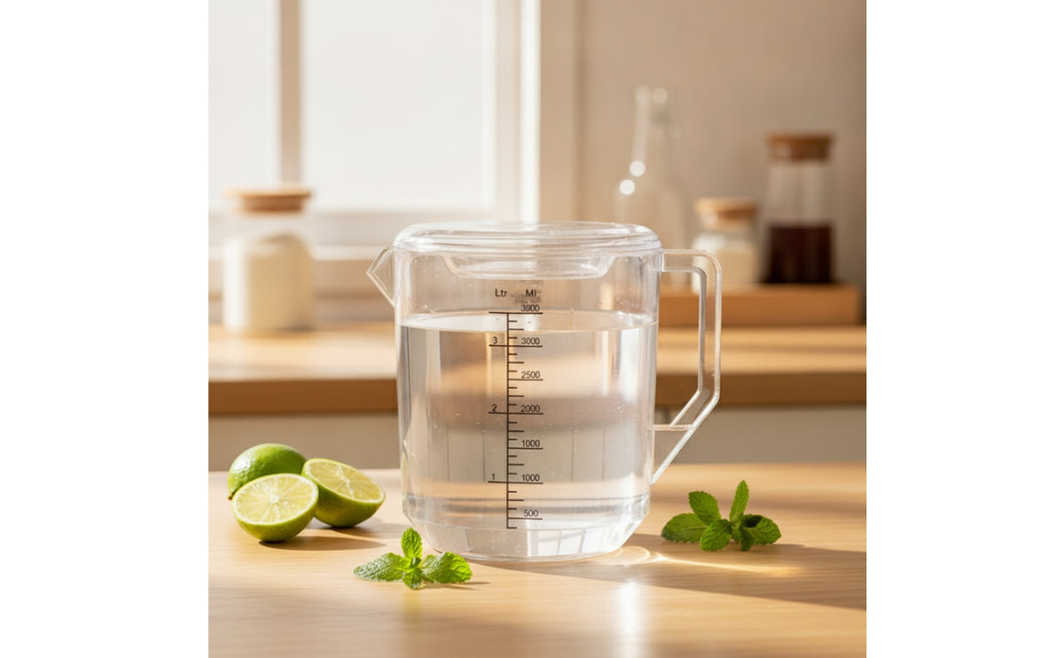 Plastic Measuring Pitcher with Lid Transparent Pitcher with Scale Reusable Water Jug with Lid Thickened for Baristas, Kitchens, Bubble Tea Shops, Drink Prep Counters