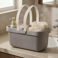 Perforated Bath Basket Arched Handles Portable Washroom Basket Ventilated Handle Storage Tote