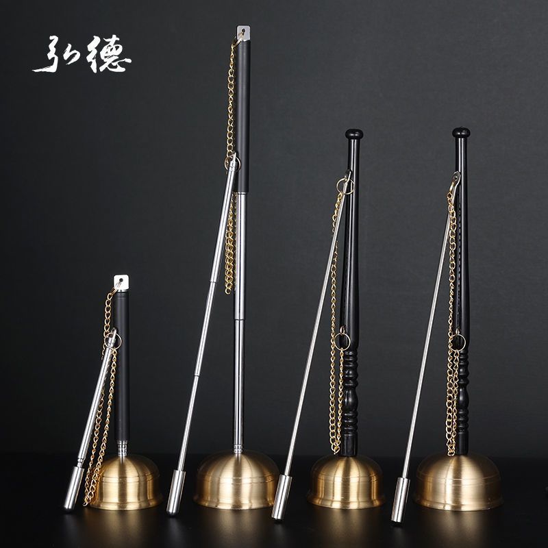 Taiwan Hand Bell Brass Temple Ritual Percussion with Wooden Handle