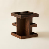Multi Compartment Storage Rack Space Saving Rotating Storage Rack Scratch Resistant Wood Desk Organizer