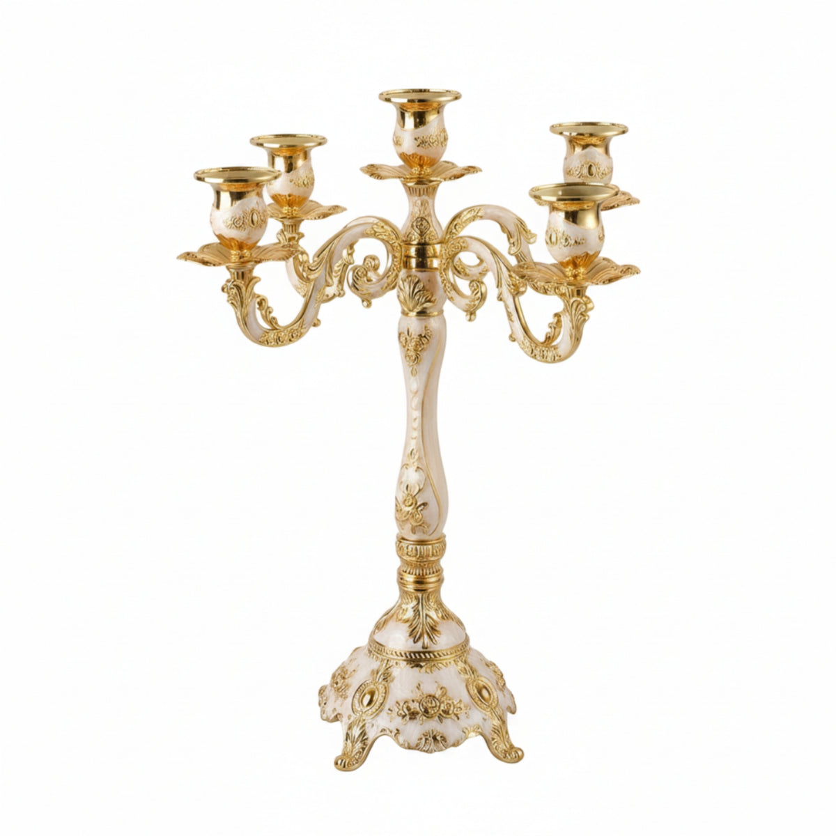 Vintage Candle Holder with Five Heads in Zinc Alloy