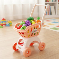 Children's Play Trolley Cart Shopping Cart Playset Compact for Kids