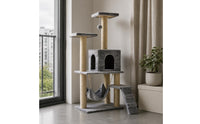 Hanging Sling Multi-Level Feline Tree Side Ramp Feline Climbing Tree Elevated Platforms Pet Furniture Sisal Rope