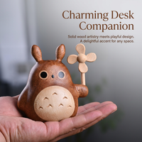 Wooden Animal Figurines Desktop Decor, Handcrafted Wooden Ornaments with Detachable Windmill, Compact Miniature Wooden Animal Figurines, Beech Maple Walnut Wood Sculptures, Office Desk Bedroom Shelf