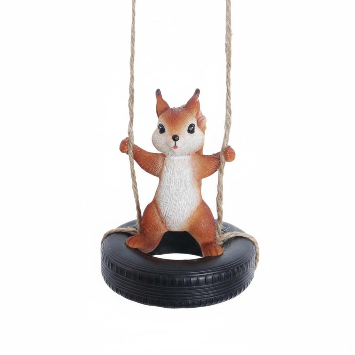Squirrel Swing Figurine Cute Design Hanging Squirrel Statue Great Gift Outdoor Decoration for Gardeners, Balcony, Yard