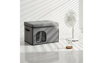 Light Gray Collapsible Pet House Transparent Panel Indoor Pet Shelter Padded Top Foldable Feline Shelter Textile-Covered