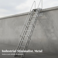 Aluminum Alloy Ladder with Handrails Heavy Duty Welded Aluminum Stair Anti-Slip Steps Rooftop Climbing Ladder for Homeowners, Rooftops, Outdoor, Roof
